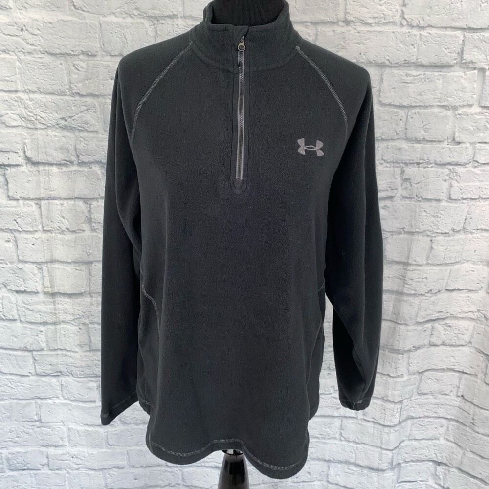 Under Armour women M 1/4 zip pullover longsleeve fleece black & gray